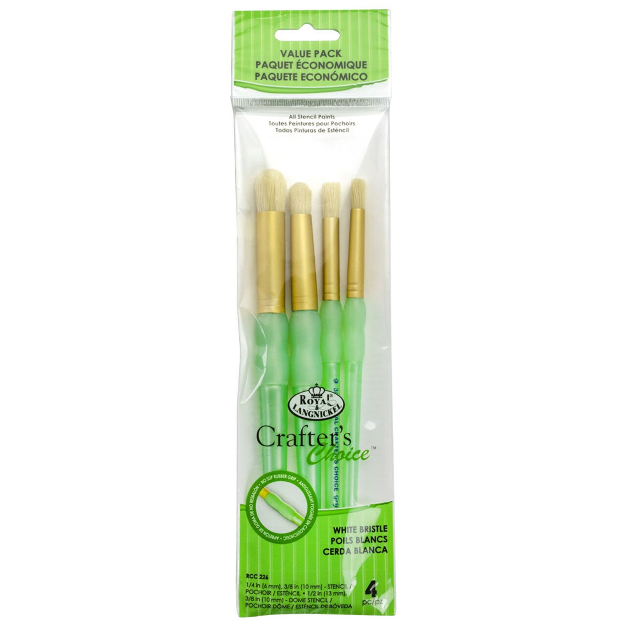RCC 226 | Crafter's Choice™ 4pc White Bristle Stencil Brush Set